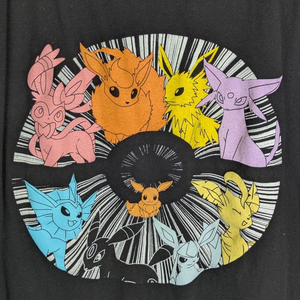 Pokemon Eeveelutions T Shirt XL Black Short Sleeve Graphic Eevee Evolution Tee - Picture 2 of 4